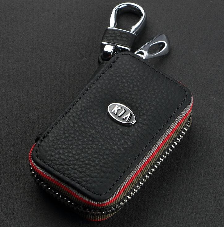 

Автомобильная ключница чехол брелок AksKar Key LUX для авто ключей с логотипом Kia натуральная кожа