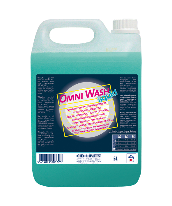 

Профессиональный стиральный порошок Omniwash Liquid 5 л. CID LINES N.V.