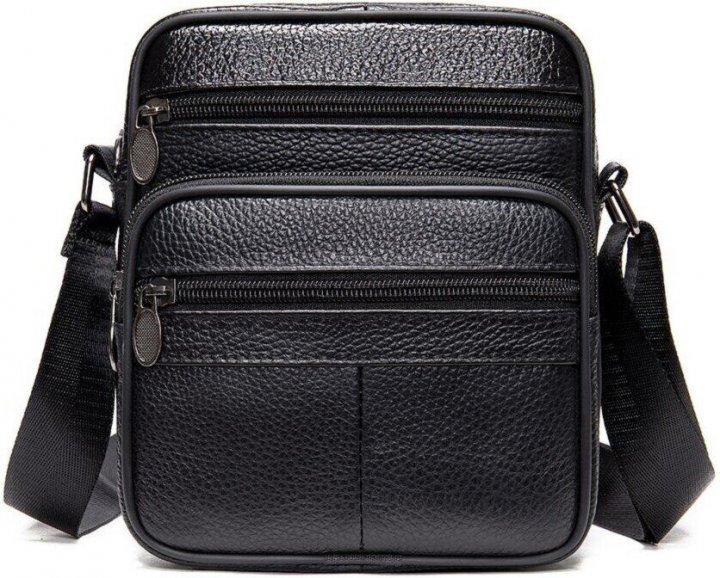 

Мужская кожаная сумка месенджер через плечо Tiding Bag Черный 18 x 23 x 8 см 1345A