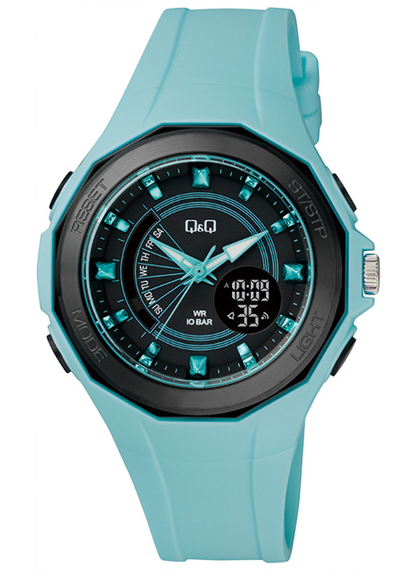 

Часы спортивные Q&Q GW91J005Y 10Bar Black-blue (3686)