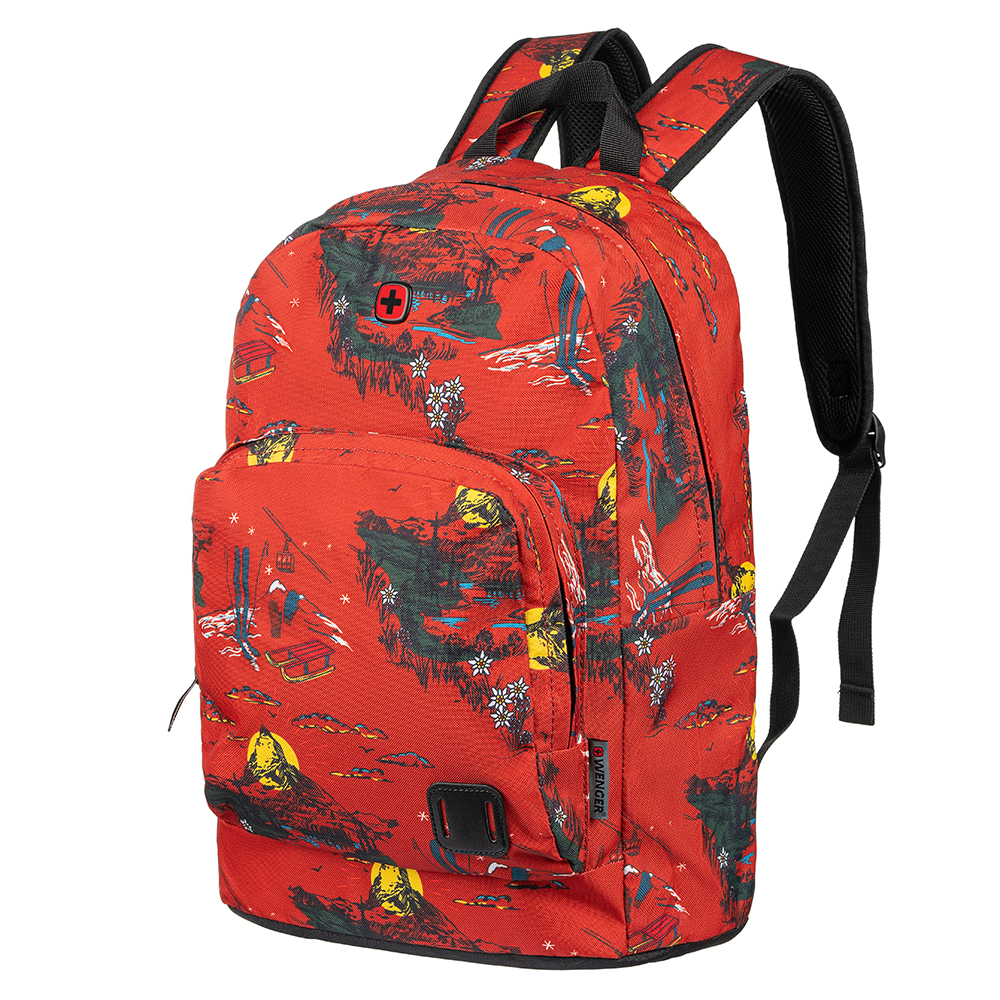 

Женский городской рюкзак с отделением для ноутбука Wenger 16" Crango Rust Alps Print Красный