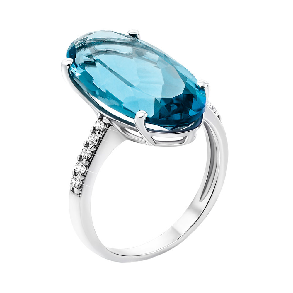 

Серебряное кольцо с кварцем и фианитами 000146961 17.5 размера