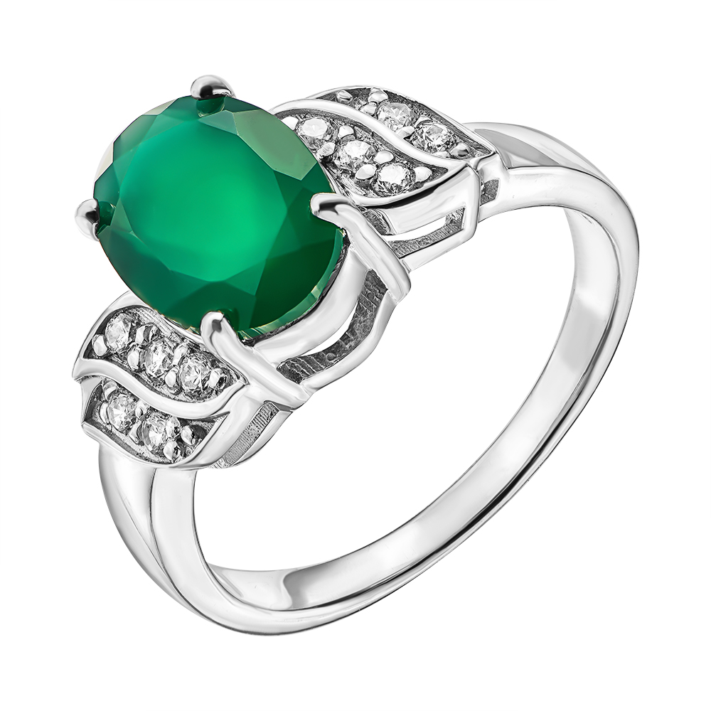 

Серебряное кольцо с агатом и фианитами 000137592 16 размера