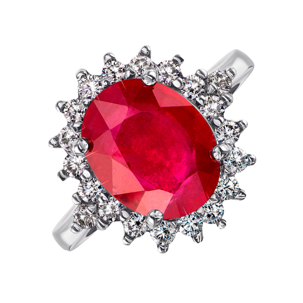

Серебряное кольцо с рубином и фианитами 000144910 17.5 размера