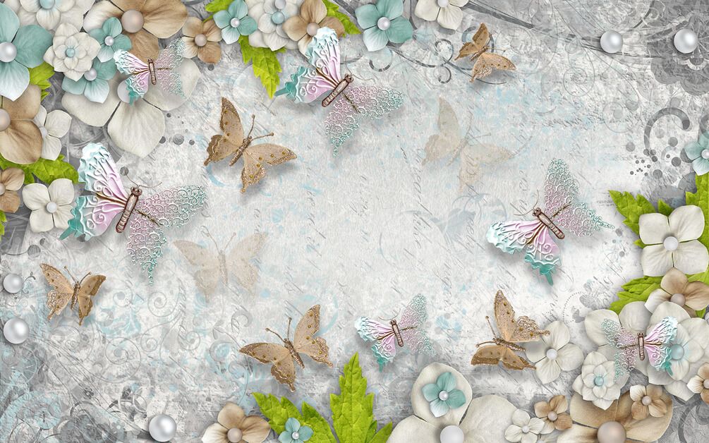 

Фотообои Арт-Обои Цветы с жемчугом и бабочками №33453 Мелкий песок