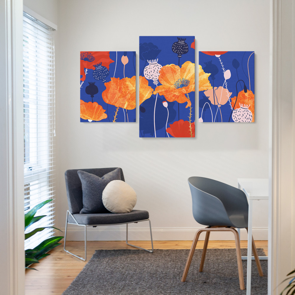 

Модульная картина из трех частей Malevich Store Маки 141x90 см