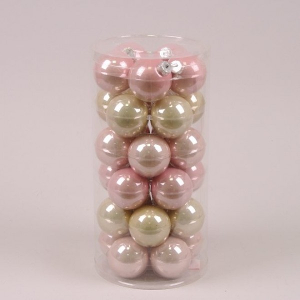 

Шарики стеклянные 5,7 см. розовые-кремовые (30 шт.) Flora 44587 (NAT09422)