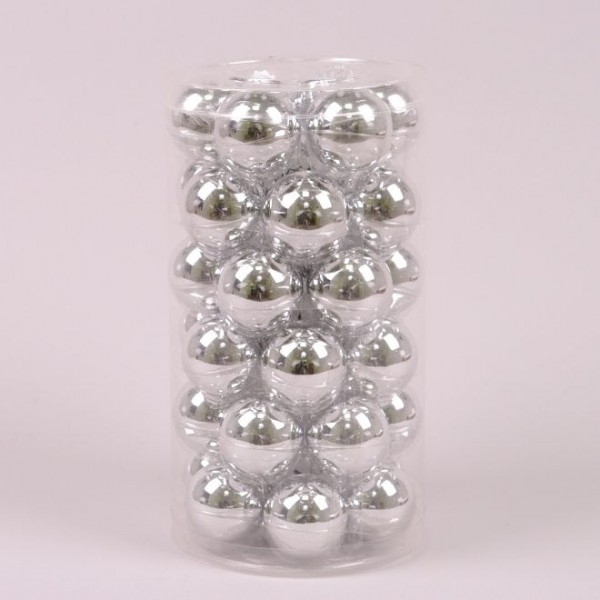 

Шарики стеклянные 3,8 см. серебряные глянцевые (36 шт.) Flora 44609 (NAT09416)
