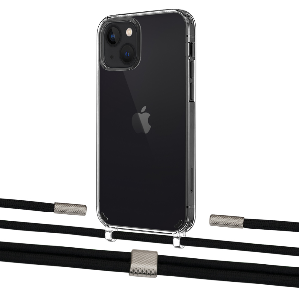 

Чехол Upex Crossbody Protection Case для iPhone 13 Crystal with Twine Black and Fausset Silver