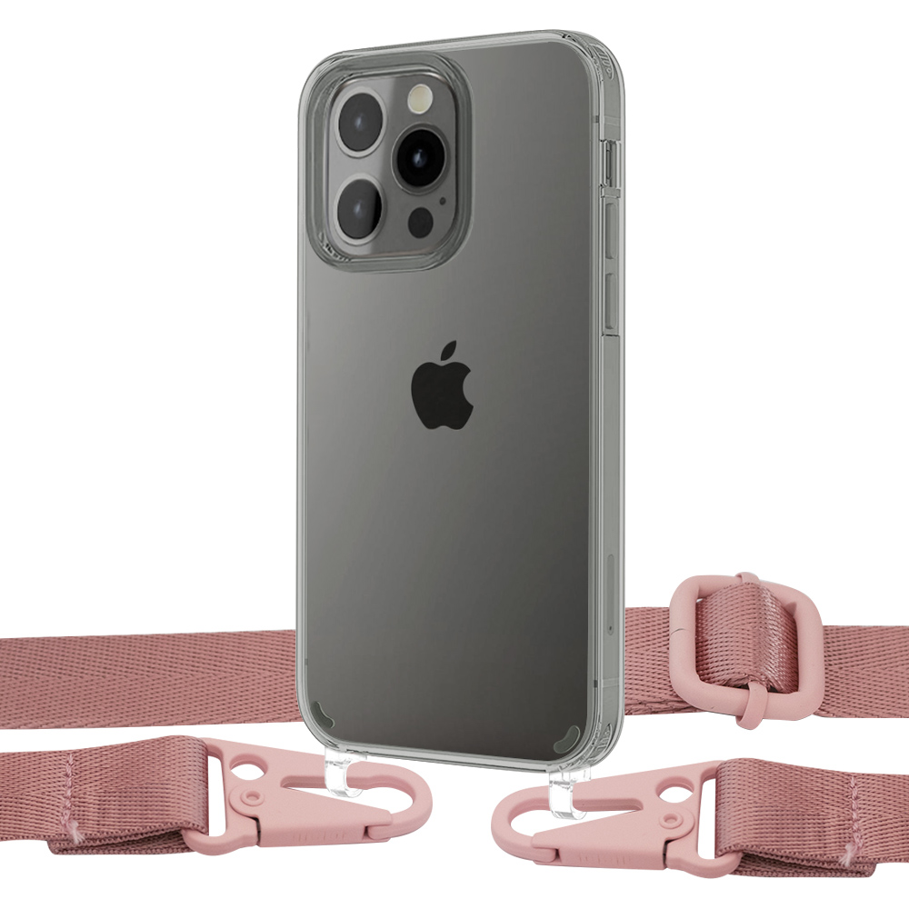

Чехол Upex Crossbody Protection Case для iPhone 13 Pro Crystal with Harness Rose Gold