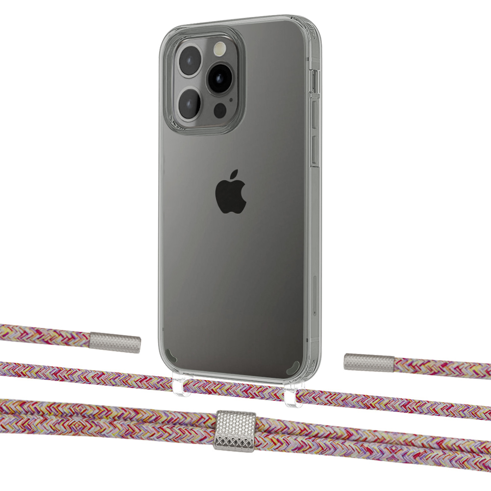 

Чехол Upex Crossbody Protection Case для iPhone 13 Pro Max Crystal with Twine Mulberry and Fausset Silver