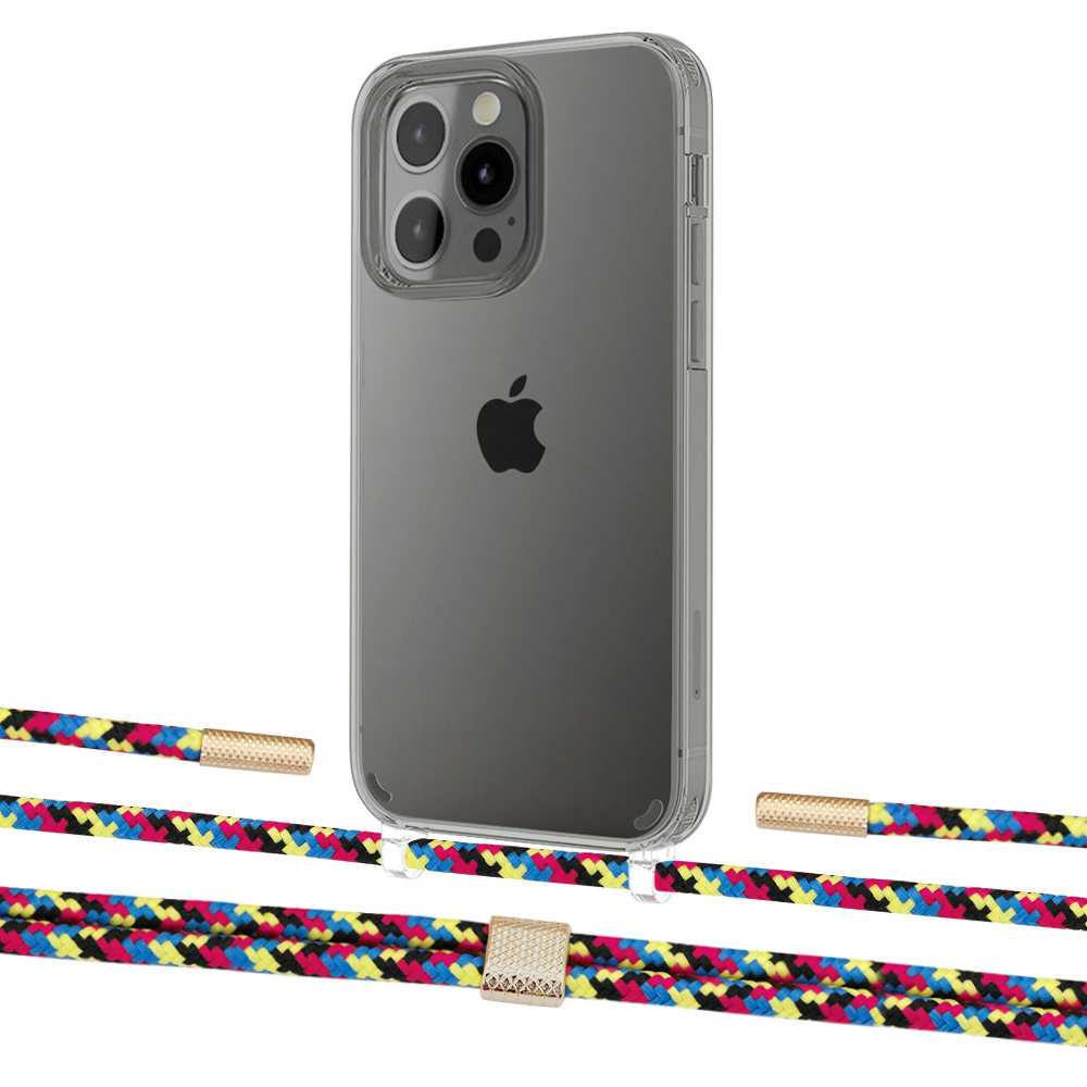 

Чехол Upex Crossbody Protection Case для iPhone 13 Pro Max Crystal with Twine Critical Camouflage and Fausset Gold