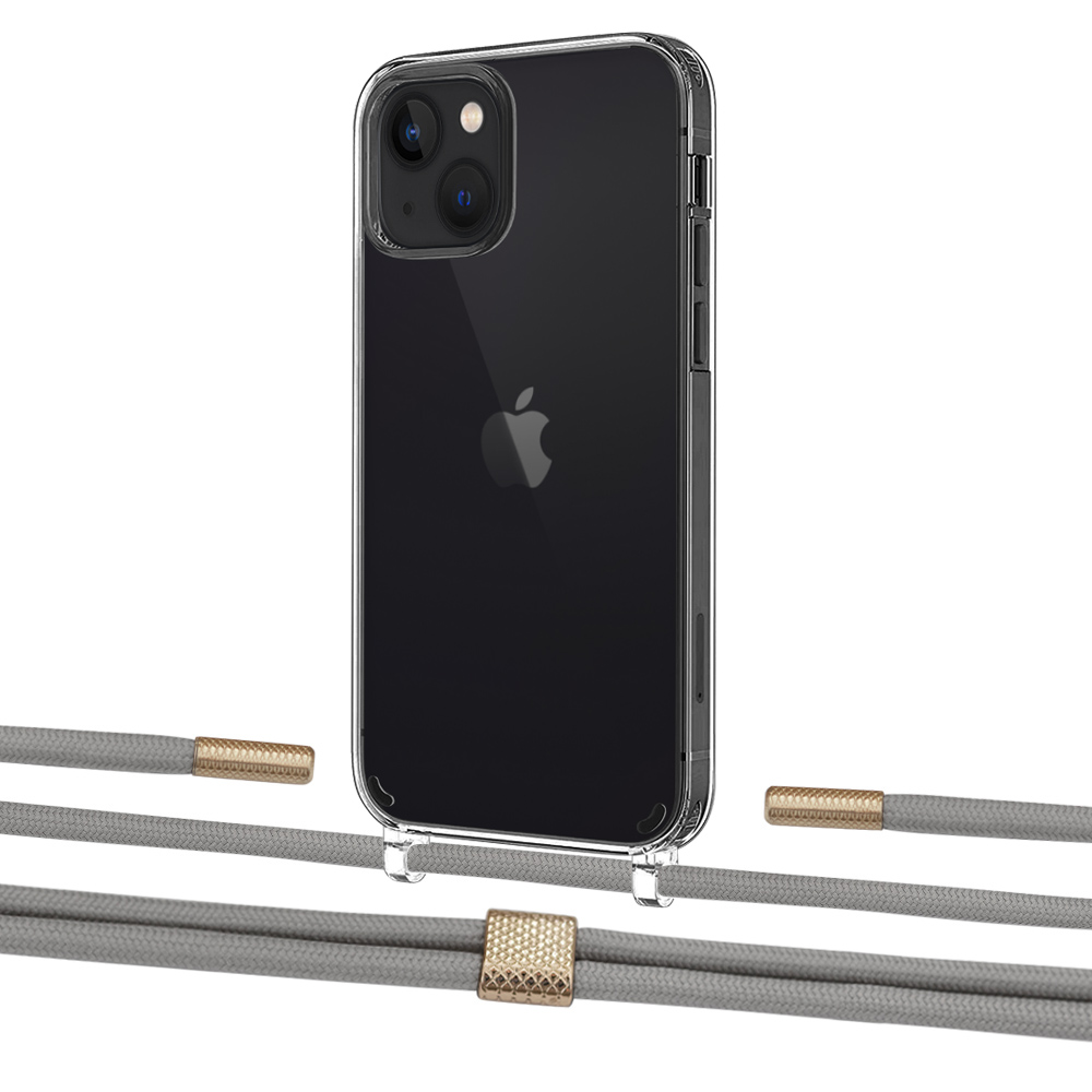 

Чехол Upex Crossbody Protection Case для iPhone 13 Crystal with Twine Gray and Fausset Gold
