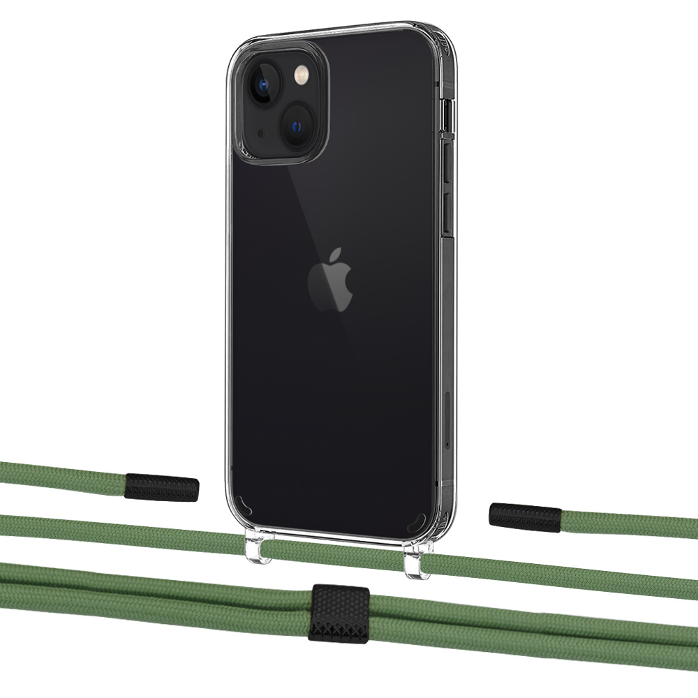 

Чехол Upex Crossbody Protection Case для iPhone 13 Crystal with Twine Mint and Fausset Matte Black