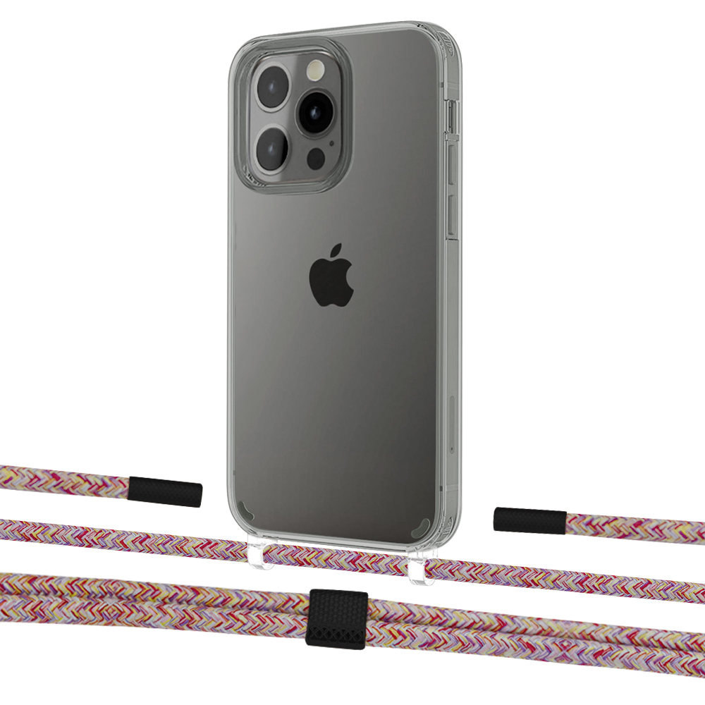 

Чехол Upex Crossbody Protection Case для iPhone 13 Pro Max Crystal with Twine Mulberry and Fausset Matte Black