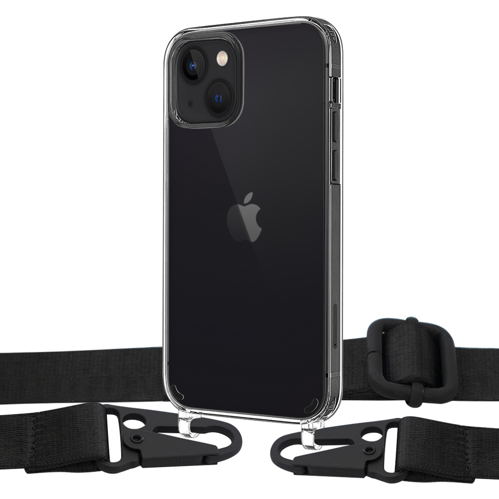 

Чехол Upex Crossbody Protection Case для iPhone 13 Crystal with Harness Black