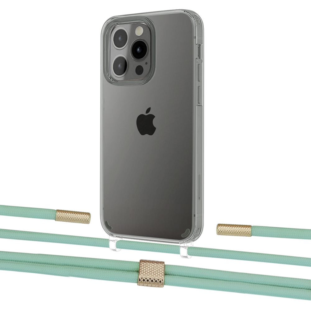 

Чехол Upex Crossbody Protection Case для iPhone 13 Pro Crystal with Twine Pistachio and Fausset Gold