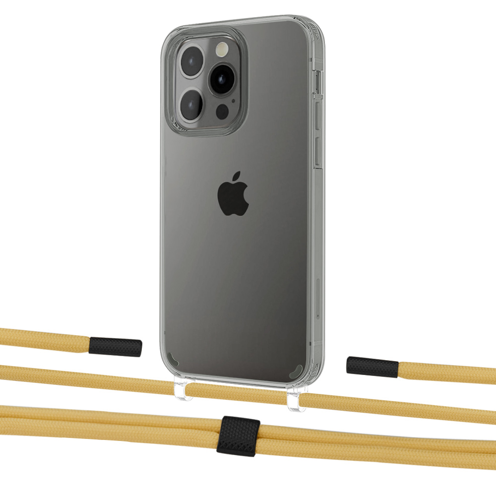 

Чехол Upex Crossbody Protection Case для iPhone 13 Pro Crystal with Twine Sunflower and Fausset Matte Black