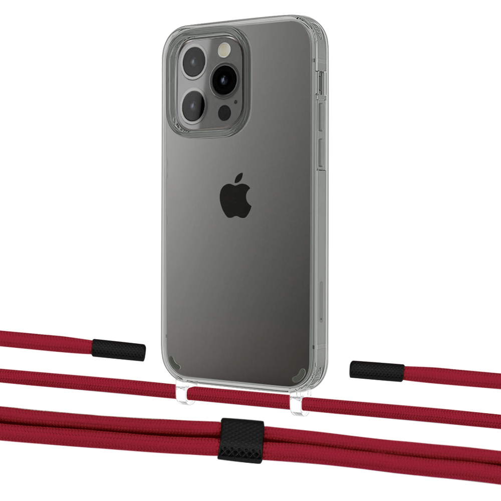 

Чехол Upex Crossbody Protection Case для iPhone 13 Pro Max Crystal with Twine Red and Fausset Matte Black