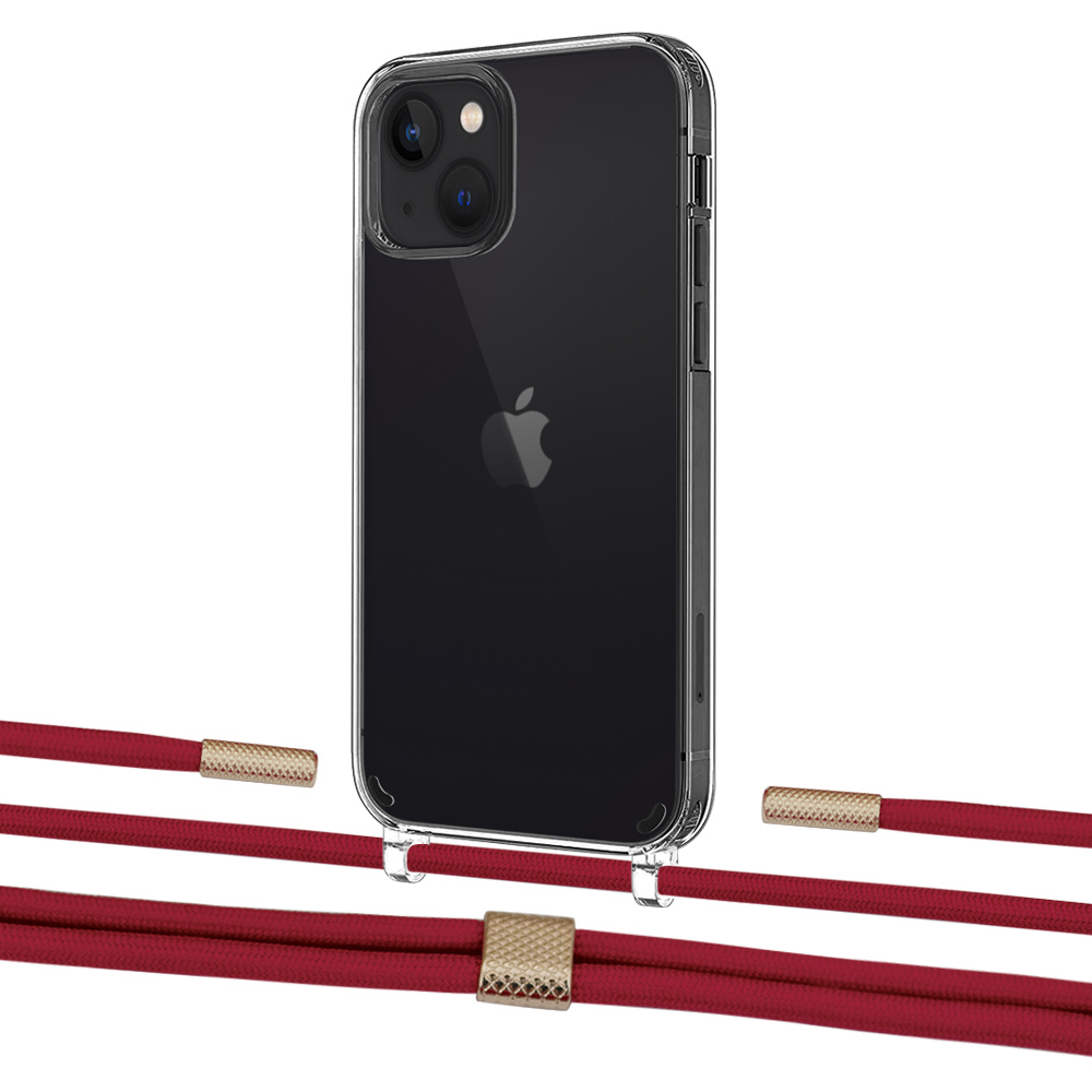 

Чехол Upex Crossbody Protection Case для iPhone 13 mini Crystal with Twine Red and Fausset Gold