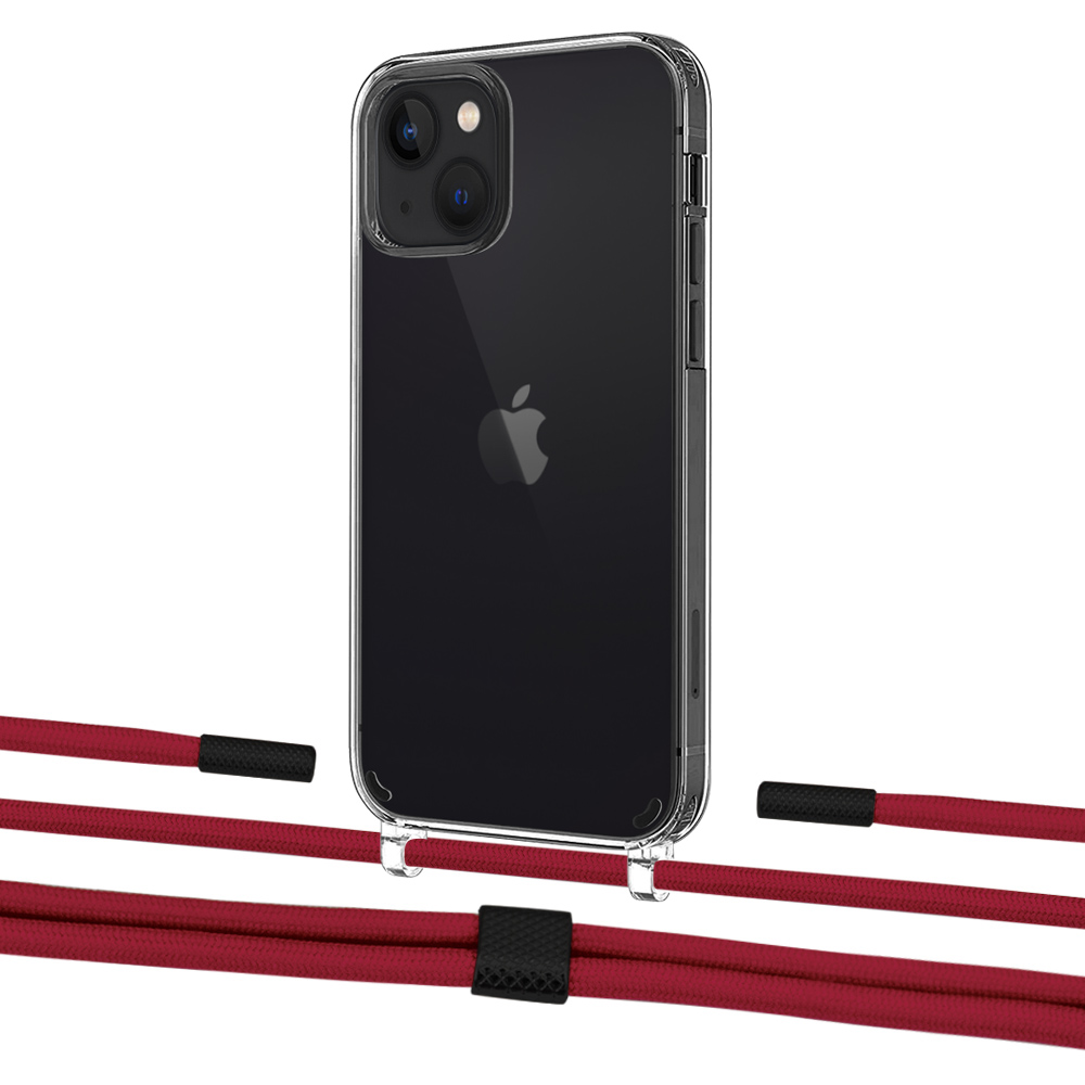 

Чехол Upex Crossbody Protection Case для iPhone 13 Crystal with Twine Red and Fausset Matte Black