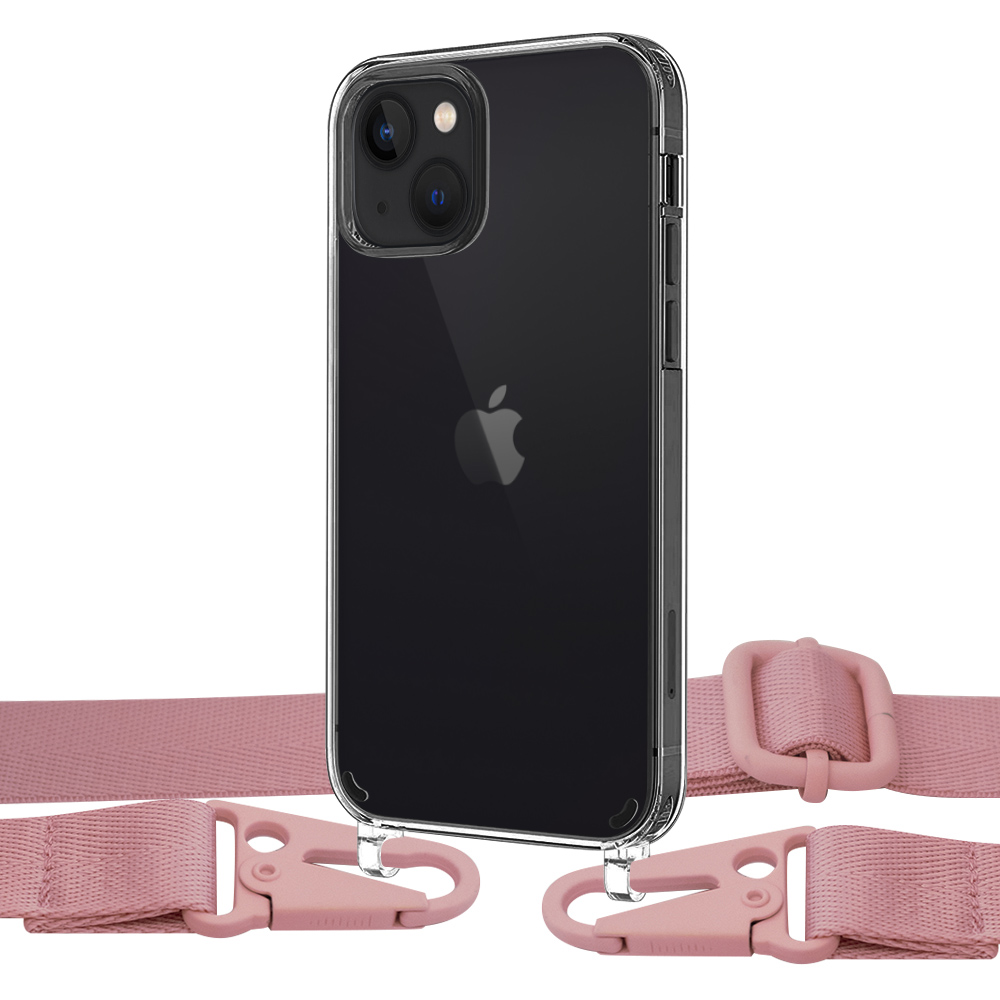 

Чехол Upex Crossbody Protection Case для iPhone 13 Crystal with Harness Pink