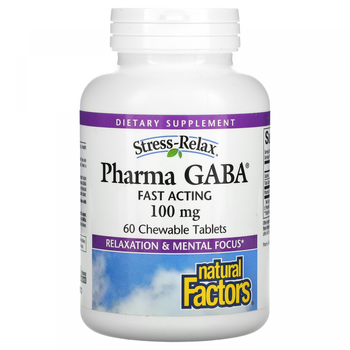 

ГАМК стресс-релакс, Pharma GABA, Natural Factors, 100 мг, 60 таблеток
