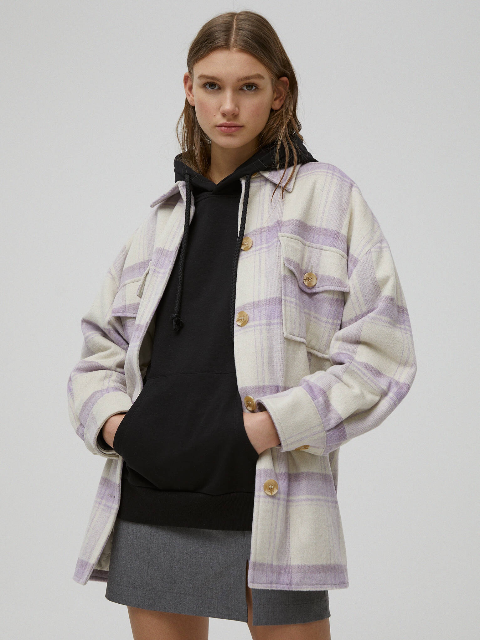 

Куртка-рубашка Pull & Bear 4711/307/646  Розовая, Куртка-рубашка Pull & Bear 4711/307/646 L Розовая