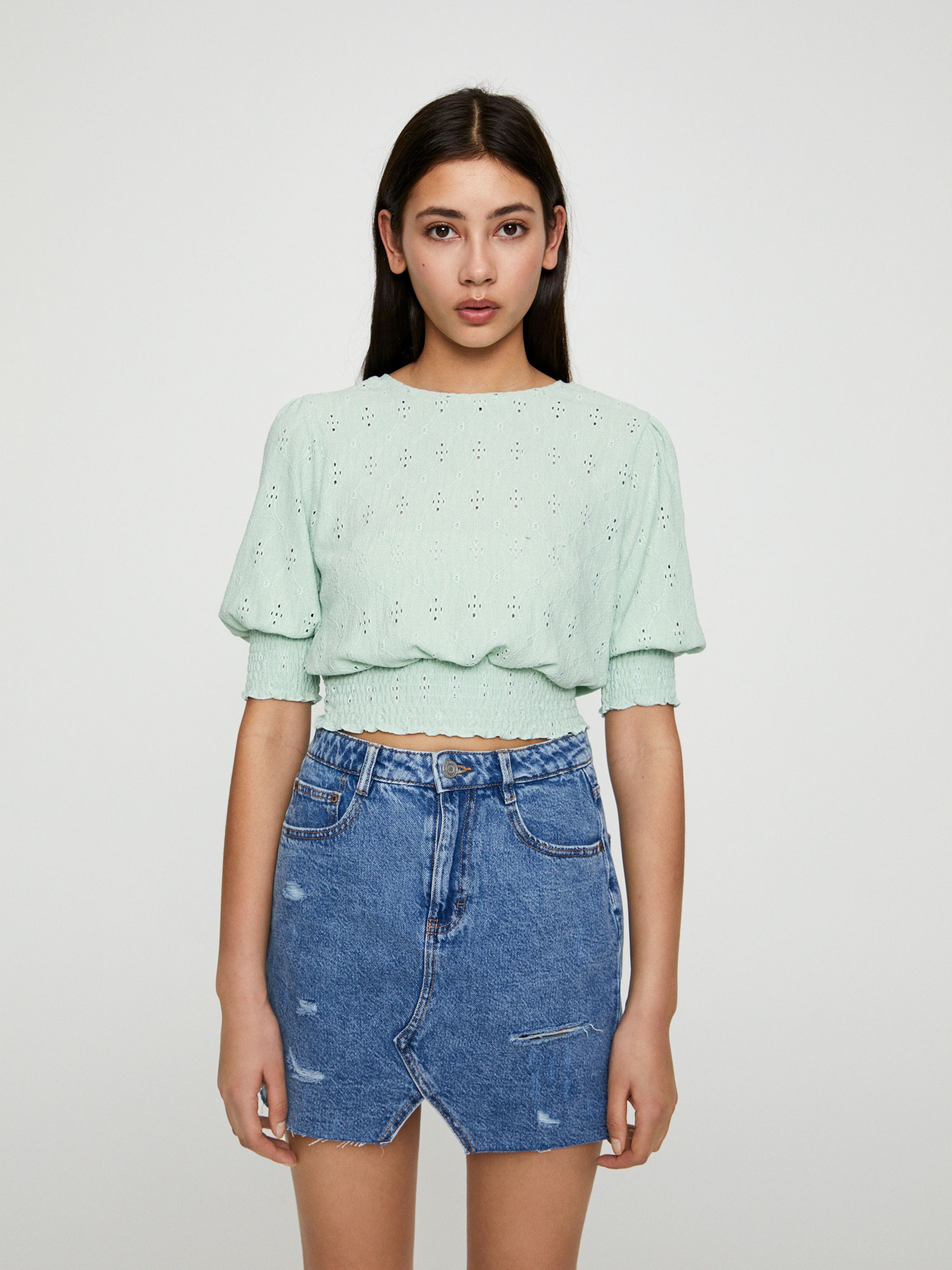 

Блузка Pull & Bear 5236/332/537  Мятная, Блузка Pull & Bear 5236/332/537 S Мятная
