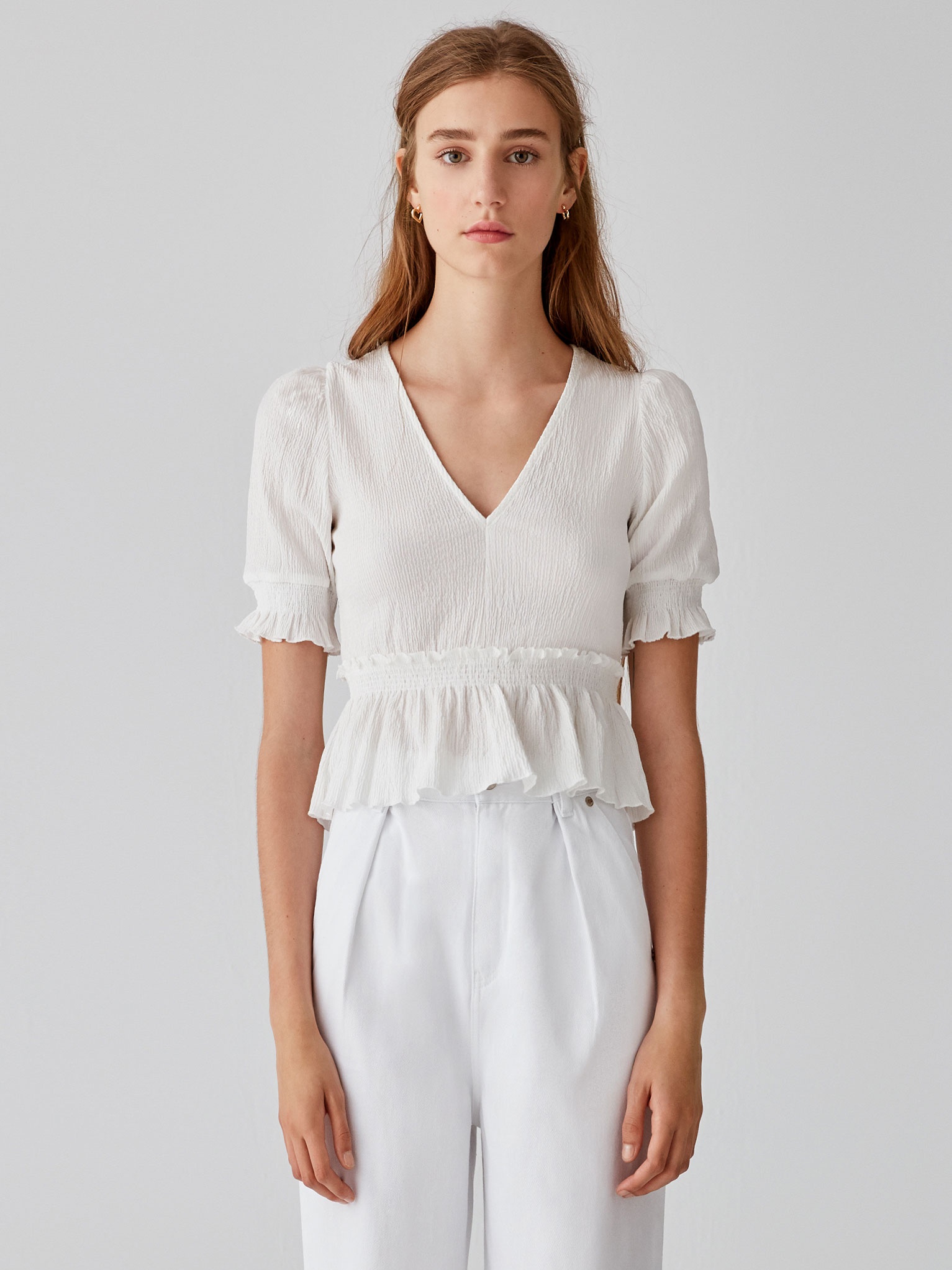 

Блузка Pull & Bear 5236/374/250  Белая, Блузка Pull & Bear 5236/374/250 M Белая