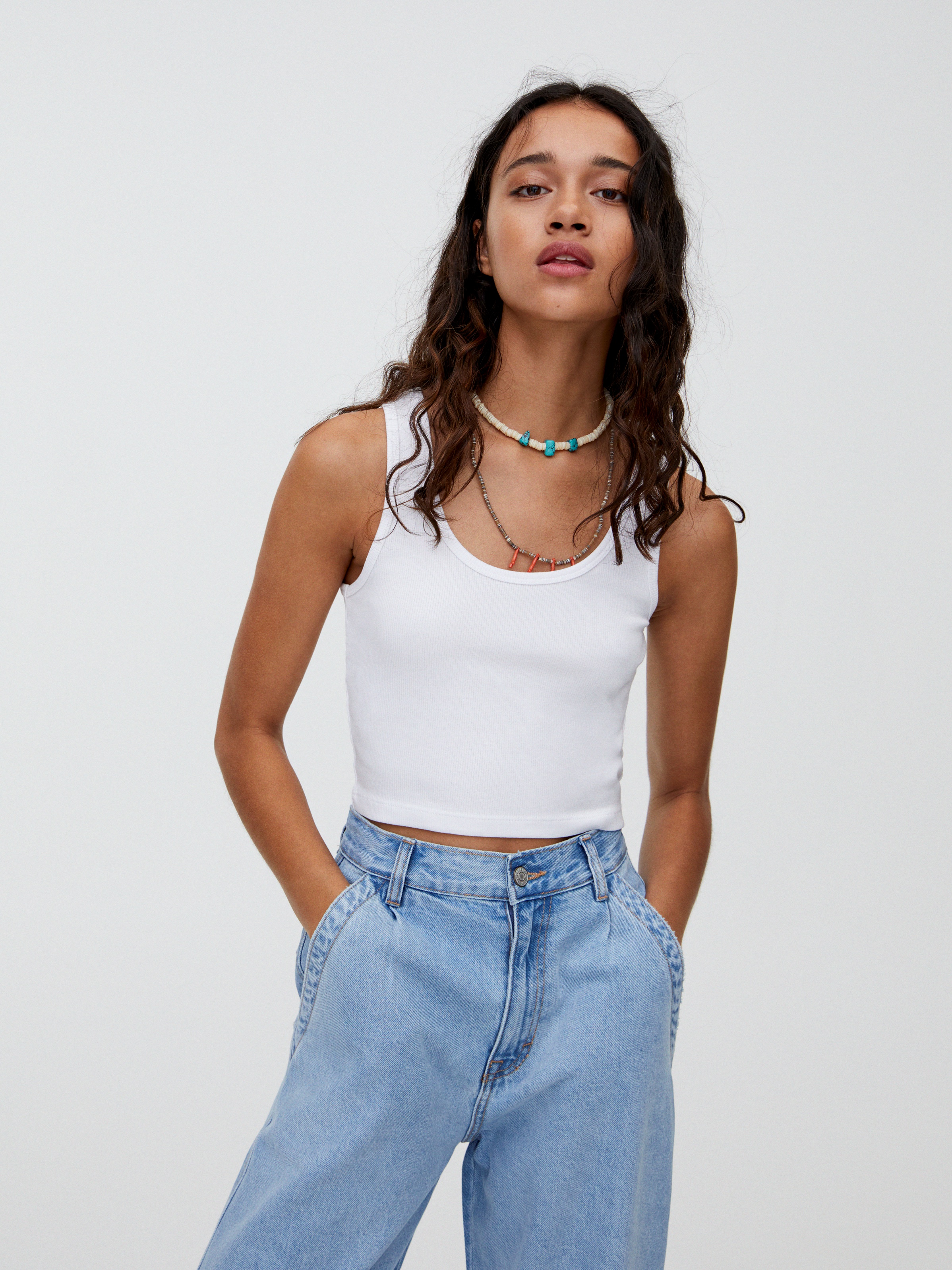 

Майка Pull & Bear 9230/323/250  Белая, Майка Pull & Bear 9230/323/250 L Белая