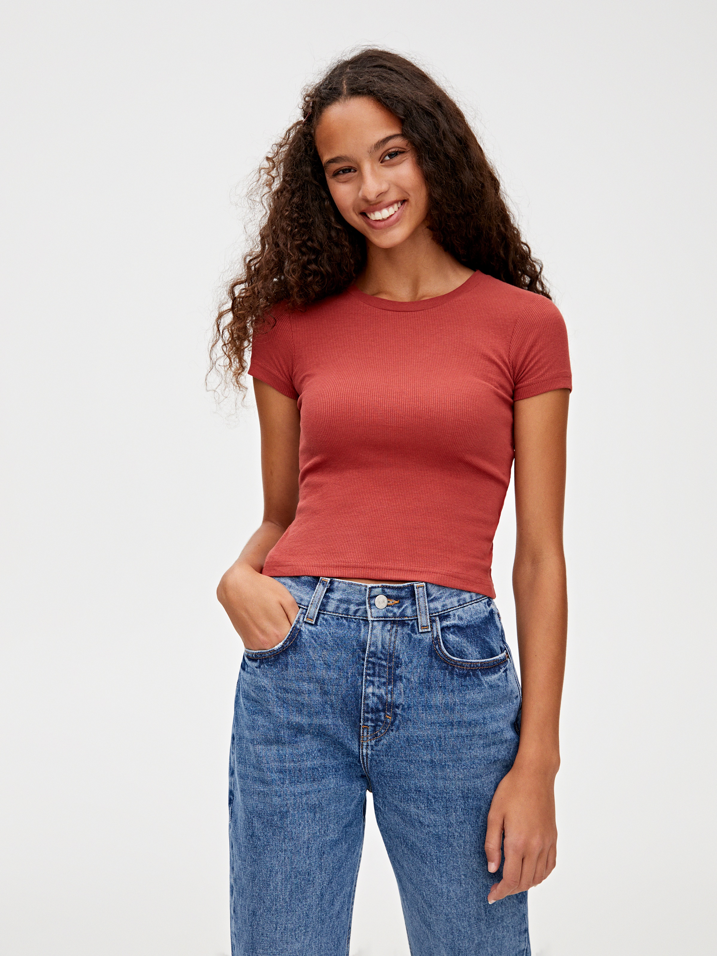 

Футболка Pull & Bear 9230/383/605  Терракотовая, Футболка Pull & Bear 9230/383/605 S Терракотовая