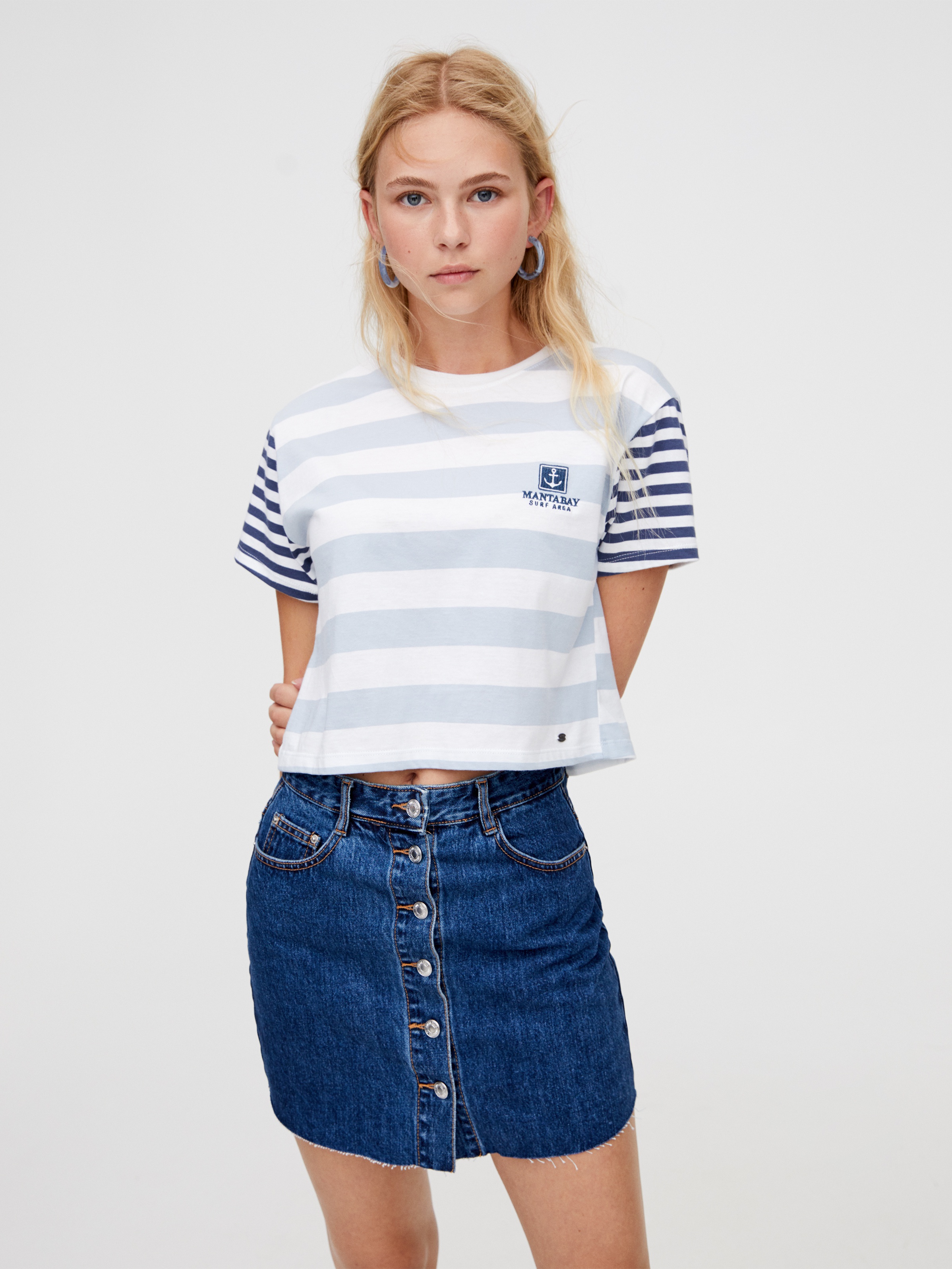 

Футболка Pull & Bear 9239/377/250  Голубая, Футболка Pull & Bear 9239/377/250 XS Голубая