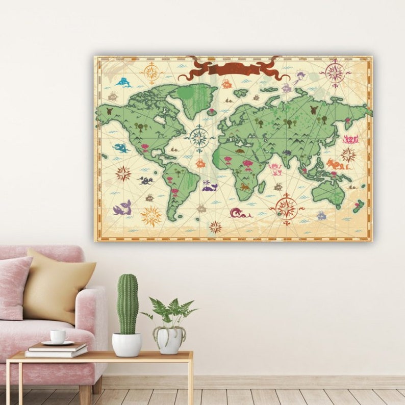 

Картина на холсте Старая карта мира51x34 см (190)