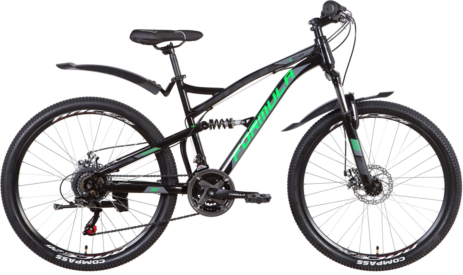 

Велосипед Formula X-Rover AM2 DD 26" 19" 2022 Черно-зеленый (OPS-FR-26-688)