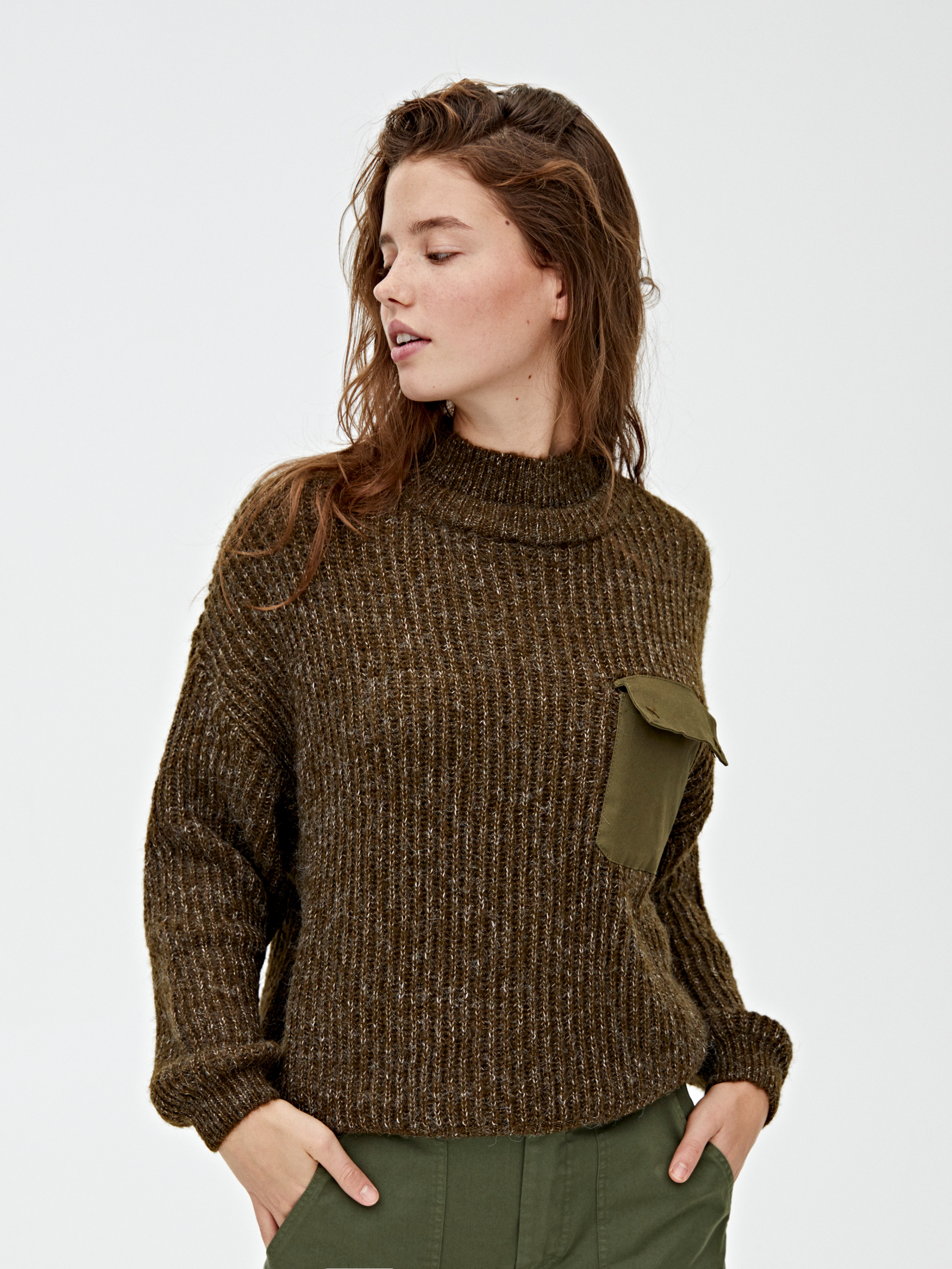 

Свитер Pull & Bear 9558/377/505  Хаки, Свитер Pull & Bear 9558/377/505 S Хаки