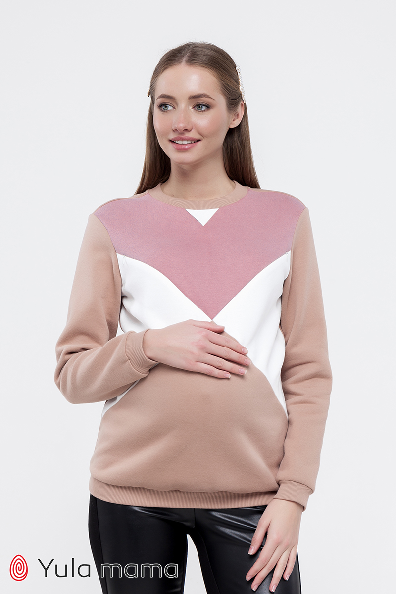 

Свитшот для беременных и кормящих мам Юла Мама Cat warm S Бежевый SW-49.111