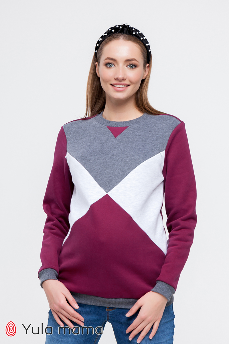 

Свитшот для беременных и кормящих мам Юла Мама Cat warm S Вишневый SW-49.112
