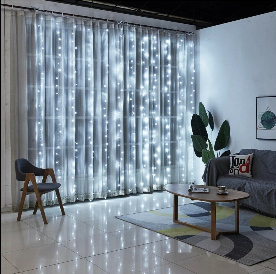 

Гирлянда Водопад, 3M*3M, 480 LED, Холодный белый, от сети 220 Вольт арт: 1001004