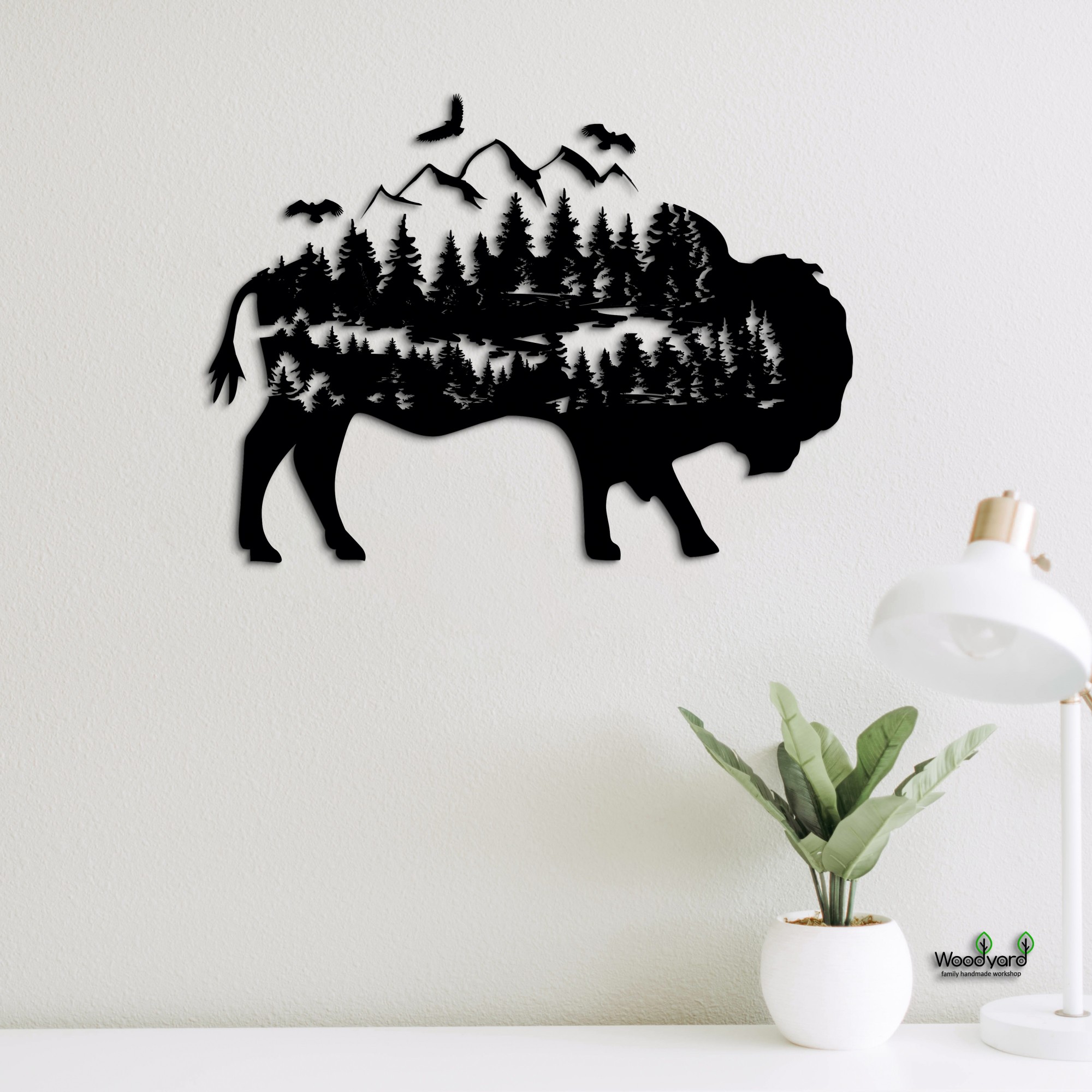 

Панно из дерева Woodyard буйвол 95х65 см чёрное 0091