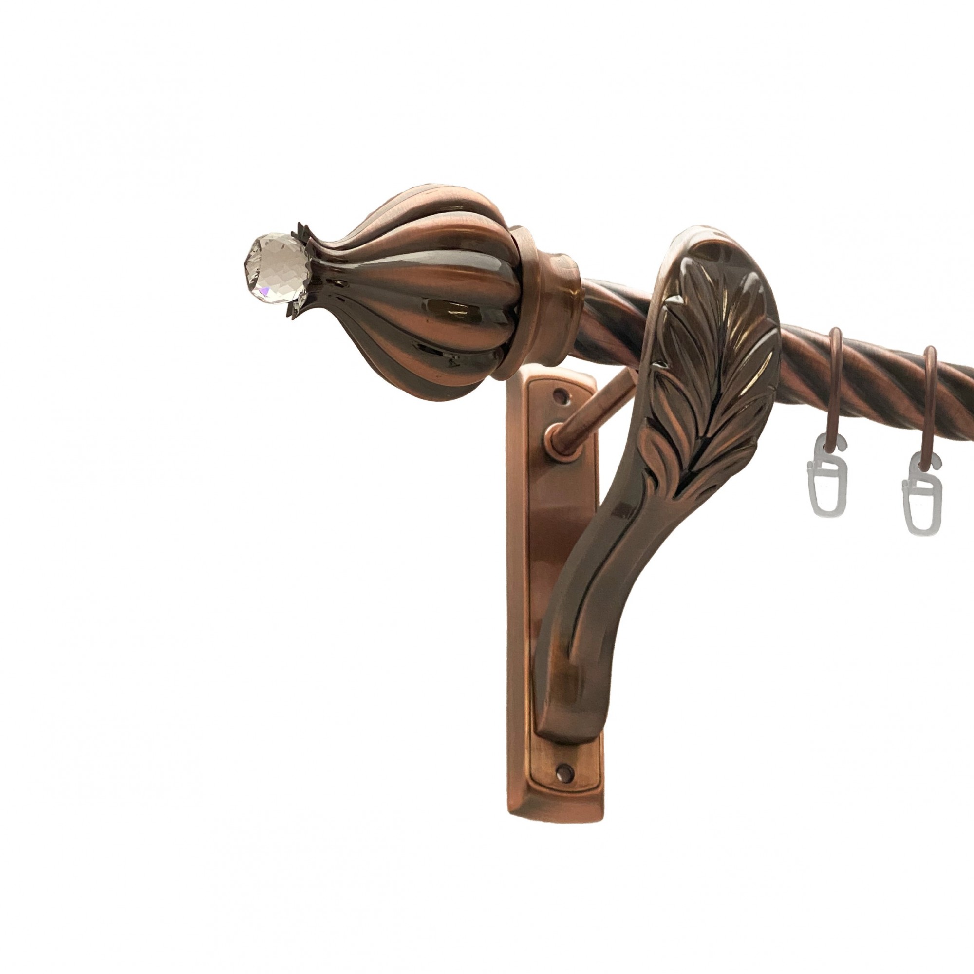 

Карниз Orvit Таджа-Кристал металевий однорядний ретро скручена труба кільце металеве Мідь 25 мм 240 см (00-00016380)