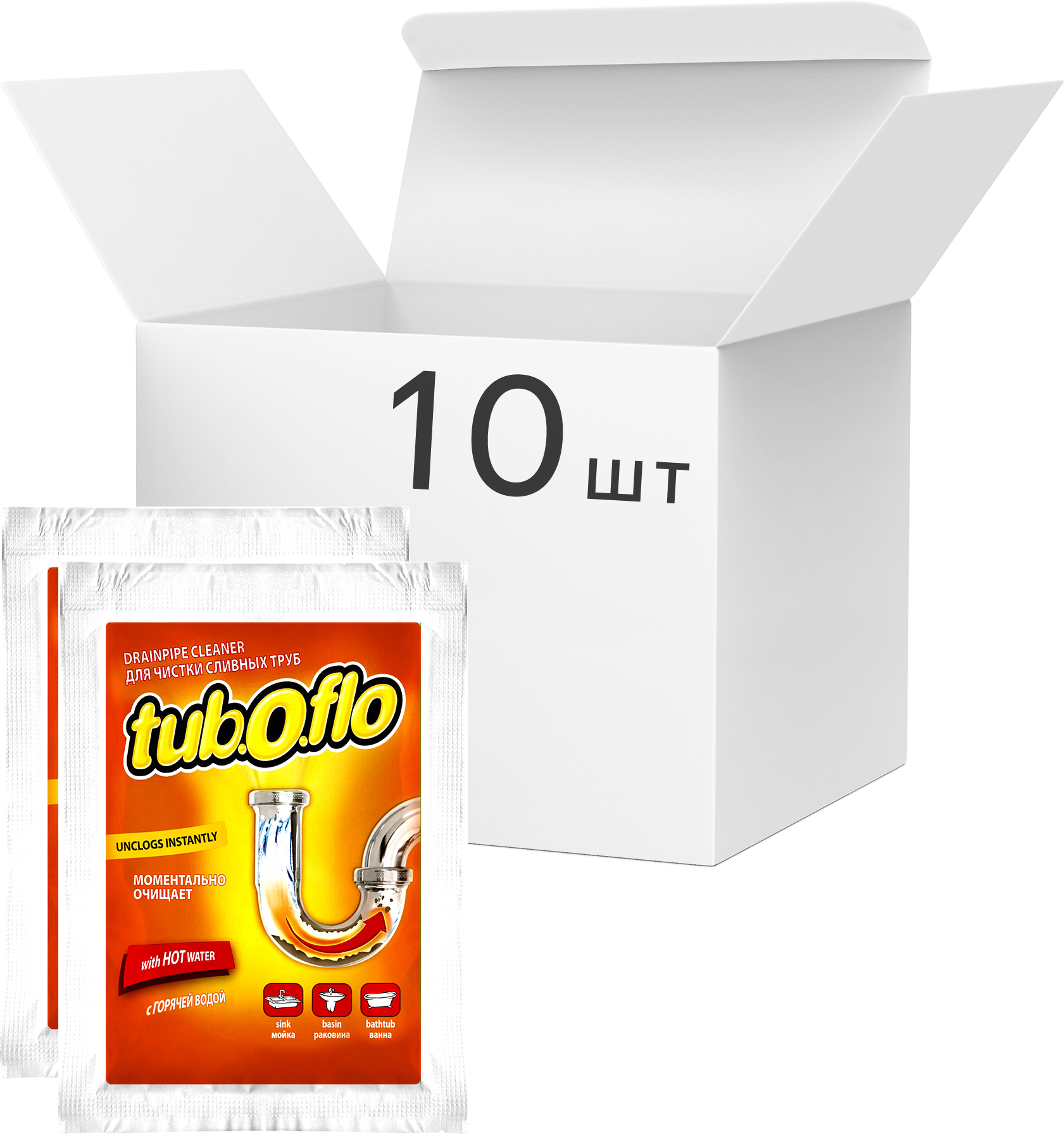 

Упаковка средства для чистки сливных труб Tub.o.flo TF 100 г х 10 шт