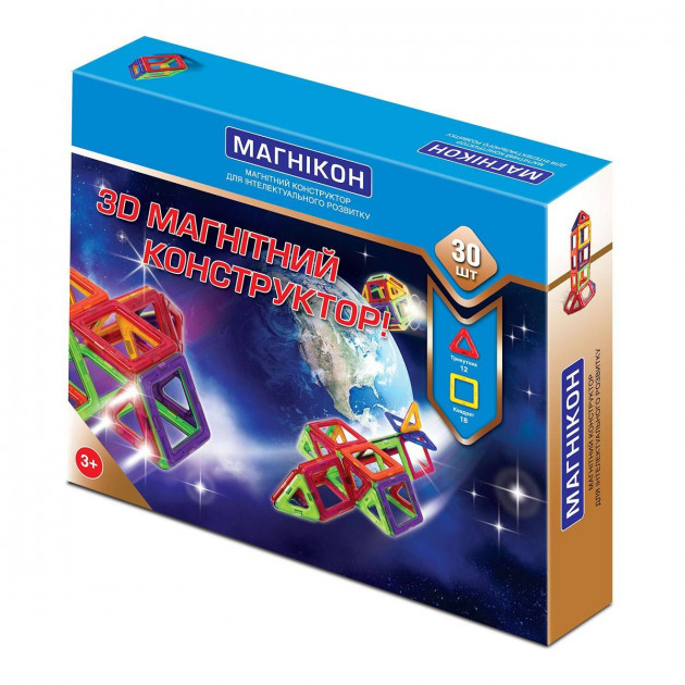 

3D магнитный конструктор МАГНІКОН, 30 дет. (MK-30)