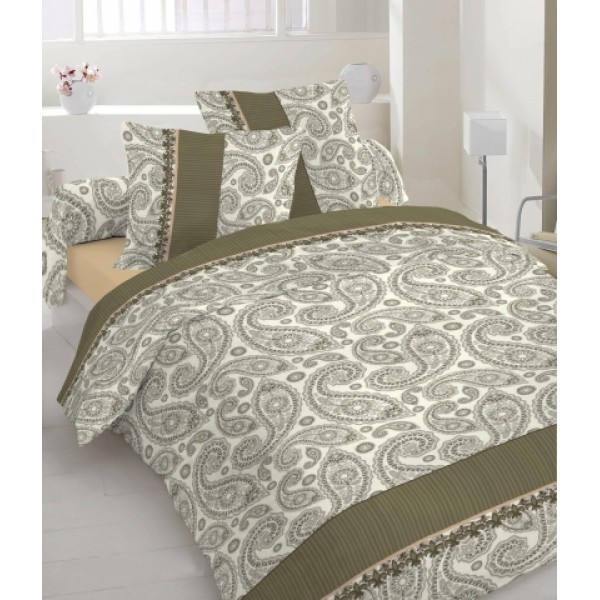 

Комплект Евро постельного белья Moka Textile Грация хаки Сатин 200х220см