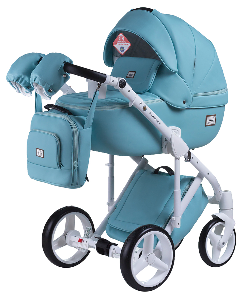 

Коляска 2 в 1 Adamex Luciano кожа 100% Q113 голубой