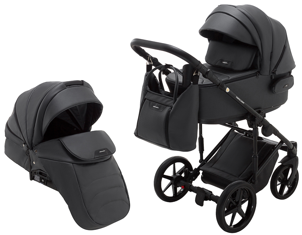 

Коляска 2 в 1 Adamex Porto Light ECO кожа 100% SA-5 графит