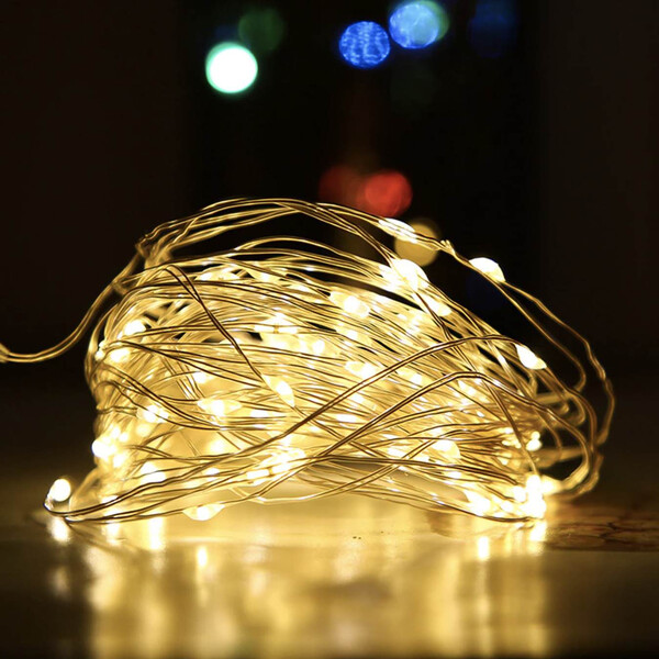 Светодиодная гирлянда-нить 10 м 100 LED Капля Росы на батарейках Теплый ...