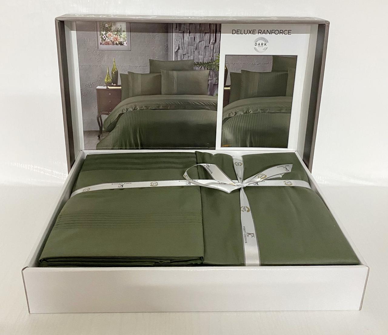 

Постельное белье First Choice ранфорс Dark Series 200x220 Gala Dark Green