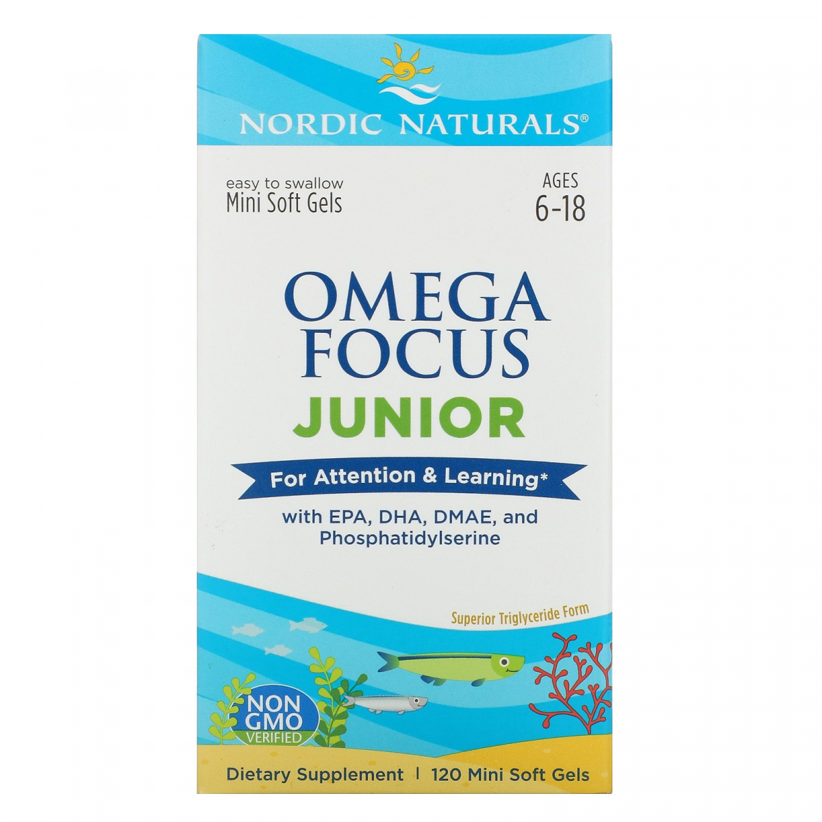 

Омега 3 для подростков Nordic Naturals (Omega Focus Junior) 120 мягких капсул