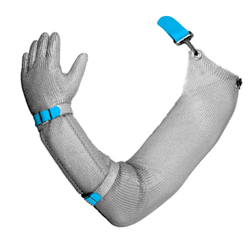 

Кольчужная перчатка на всю руку пятипалая стальная Niroflex EasyFit c эластичным пластиковым ремешком
